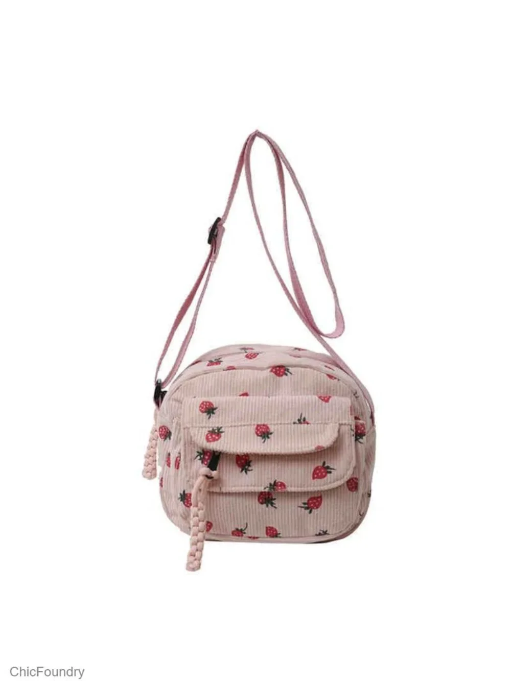 Strawberry Corduroy Tote Bag Large Capacity Crossbody
